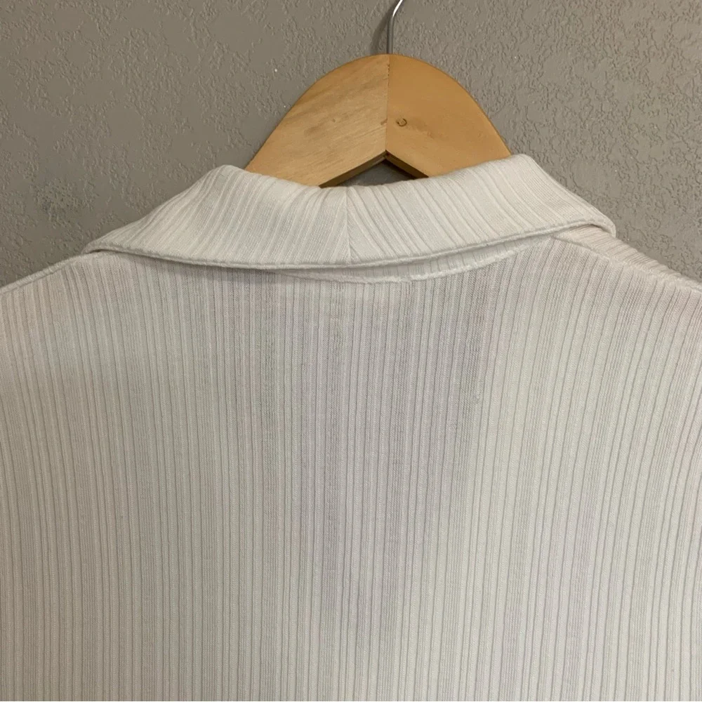 Madewell Ivory Ribbed V-Neck Polo Tee Size XXS NWT - Picture 10 of 17